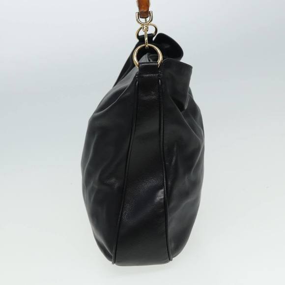 GUCCI Bamboo Hand Bag Leather Black Auth 80628 - Picture 4 of 16